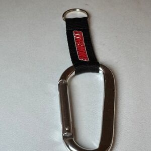 Stremme 40 Flame Logo Carabiner Keychain Black Nylon Strap Silver Metal
